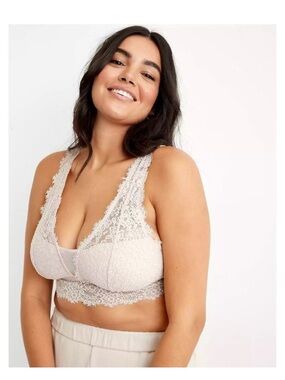 aerie Cream Lace Bralette with Scalloped Band